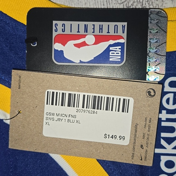 Nike Golden State Warriors Icon Edition Jersey Blue/White/Yellow Size XL NWT - Picture 9 of 12